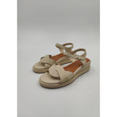 Sandalo con zeppa in pelle