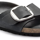 Birkenstock madrid big buckle black oiled leather calzata stretta