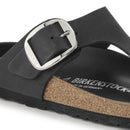 Gizeh big buckle black oiled leather calzata normale