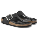 Gizeh big buckle black oiled leather calzata normale