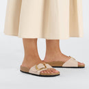 Madrid big buckle hex shine new beige, natural lea