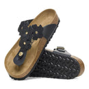 Gizeh flower embellishment pelle naturale - black calz.s