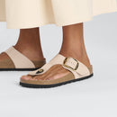Gizeh big buckle hex shine new beige, natural lea