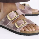 Arizona big buckle lavender oiled leather calzata s.