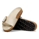 Madrid big buckle hex shine oyster, natural lea