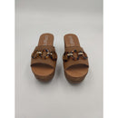 Ciabatta in pelle con zeppa e morsetto