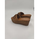 Ciabatta in pelle con zeppa e morsetto