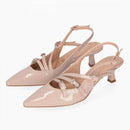 Slingback in vernice a punta con 3 cinturini