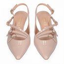 Slingback in vernice a punta con 3 cinturini