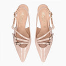 Slingback in vernice a punta con 3 cinturini