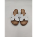 Ciabatta con tacco in pelle con fascia