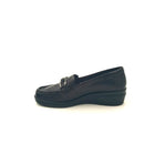 Mocassini donna con zeppa in pelle