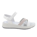 Sandali da donna beige e bianco con strap