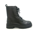 Anfibio in pelle nera e cerniera f.do carroarmato in gomma