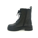 Anfibio in pelle nera e cerniera f.do carroarmato in gomma