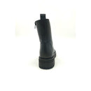 Anfibio in pelle nera e cerniera f.do carroarmato in gomma