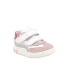 Sneakers da bambina bianco e rosa con strap