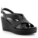 Donna agata sandalo con zeppa in pelle