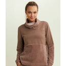 Freddy felpa da donna con fondo e collo alto in velluto