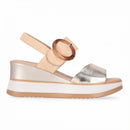 Sandalo con zeppa in pelle