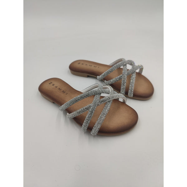 Ciabatta in pelle con brillanti f.do gomma