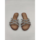 Ciabatta in pelle con brillanti f.do gomma