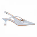 Slingback in vernice a punta con 3 cinturini