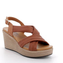 Donna agata sandalo con zeppa in pelle