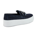Slip-on in denim con morsetto gioiello
