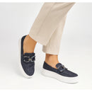 Slip-on in denim con morsetto gioiello
