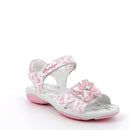 Sandalo in pelle da bambina beige multicolor