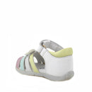 Sandali da bambina bianco e verde con strap