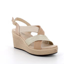 Donna agata sandalo con zeppa in pelle