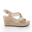 Donna agata sandalo con zeppa in pelle