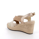 Donna agata sandalo con zeppa in pelle