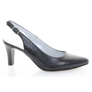 Décolleté in pelle semi aperta con cinturino regolabile con fibbia