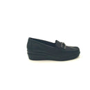 Mocassini donna con zeppa in pelle