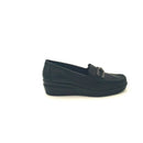 Mocassini donna con zeppa in pelle