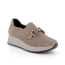 Slip on donna con zeppa in pelle fango