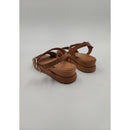 Sandalo con zeppa in pelle