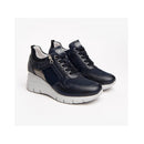 Sneaker donna in pelle con zeppa