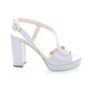 Sandalo in pelle nappata con plateau e tacco ricoperti