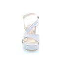 Sandalo in pelle nappata con plateau e tacco ricoperti