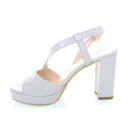 Sandalo in pelle nappata con plateau e tacco ricoperti