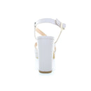 Sandalo in pelle nappata con plateau e tacco ricoperti