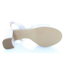 Sandalo in pelle nappata con plateau e tacco ricoperti