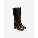 Stivali donna in pelle e tessuto