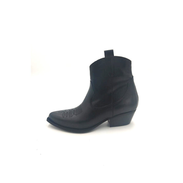 Stivaletto texano ricamato c/cerniera f.gomma
