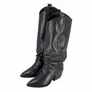 Texano con ghetta in pelle