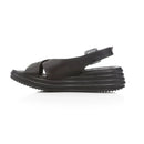 Sandalo con zeppa in pelle